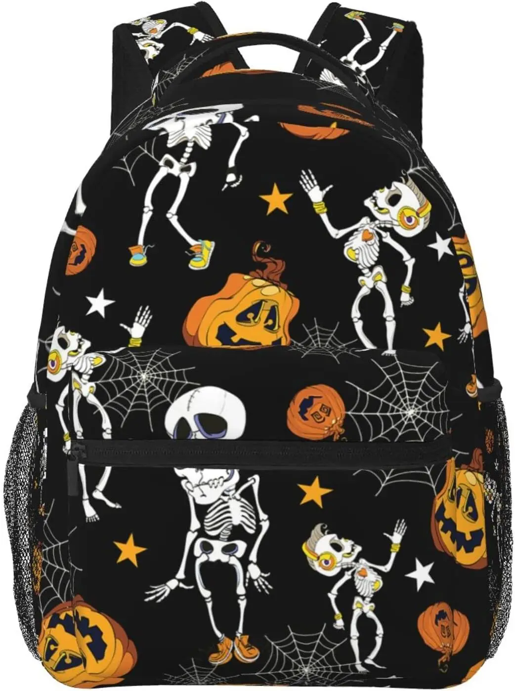 

Dancing Halloween Skeletons And Pumpkins Pattern Stylish Casual Backpack Laptop Backpacks Pockets Computer Daypack Travel