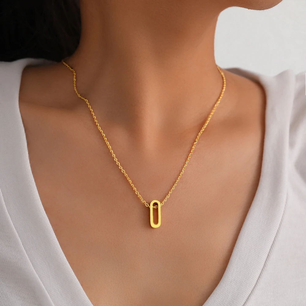 Stainless Steel Necklaces Geometric Rounded Rectangle Pendants Chains Choker Fashion Male Necklace For Women Jewelry Party Gifts - Image 4