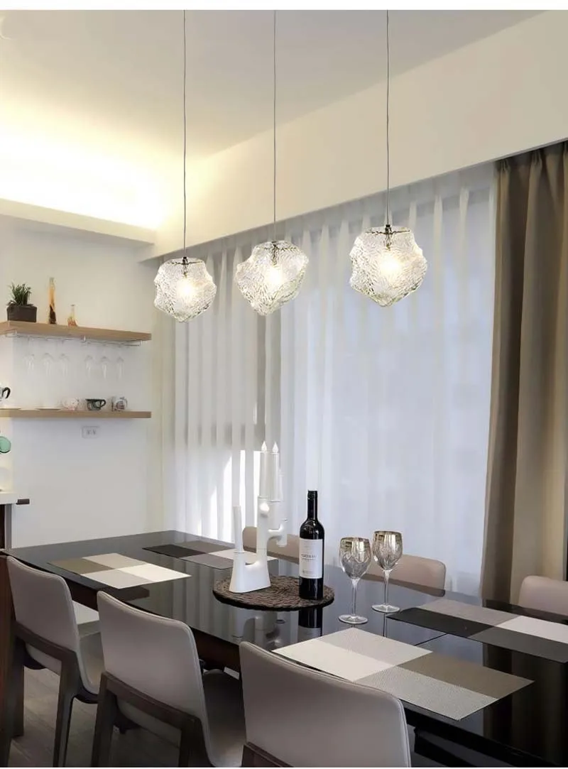 Nordic personalized art chandelier creative ice glass chandelier LED fashion bar table lamp restaurant chandelier entrance light 4