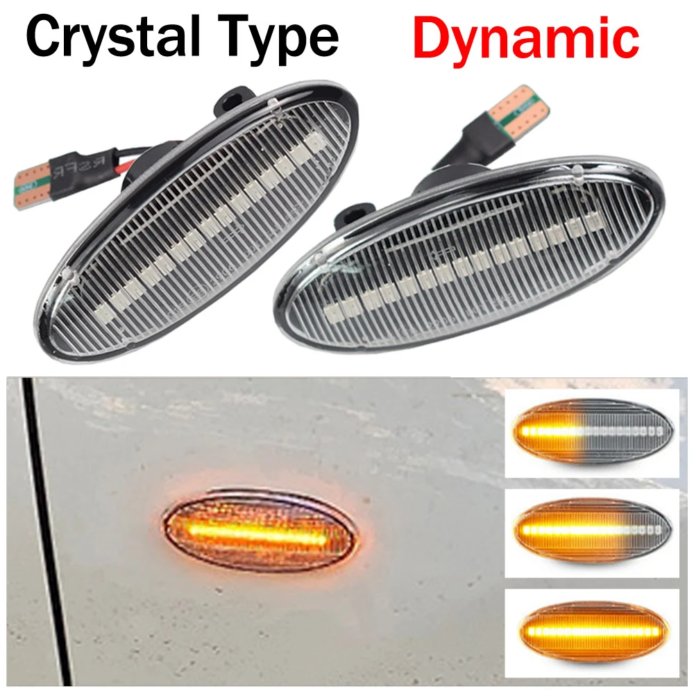 2x LED Dynamic Side Marker Lights Turn Signal Lamps For Mitsubishi