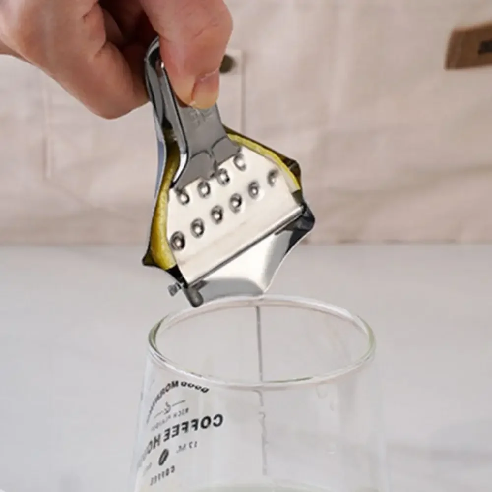 Household Hand Press Stainless Steel Lemon Tongs Silver Rustproof Lemon Squeezer Clip Manual Juicer Citrus Presser Lime