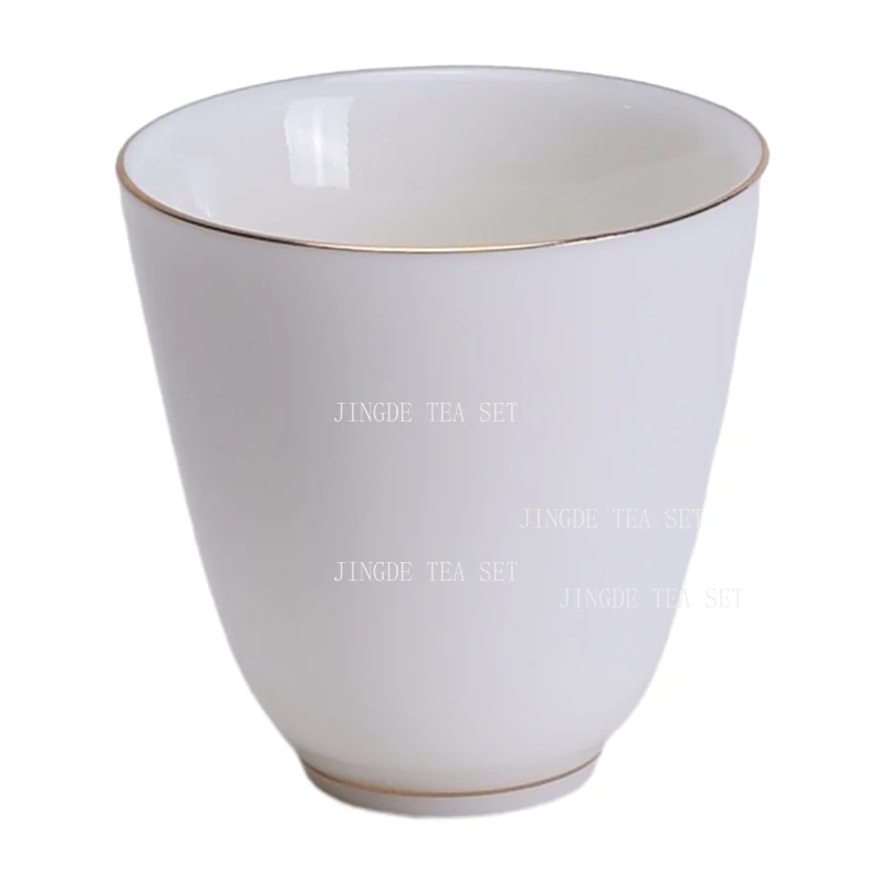 1pcs Customized Dehua Lamb Fat Jade Teacup Chinese Ceramic Single Cups Household White Porcelain Tea Set Portable Master Cup