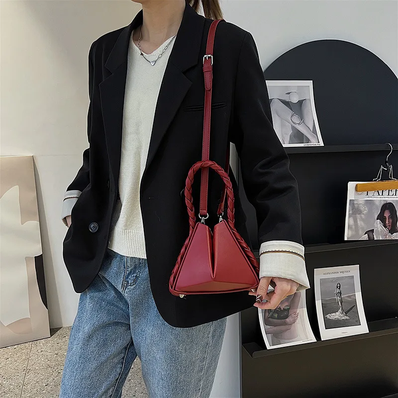 Creative Twist Handle Geometric Fashion Unique Women's Bag New Trendy Color Block Shoulder Crossbody