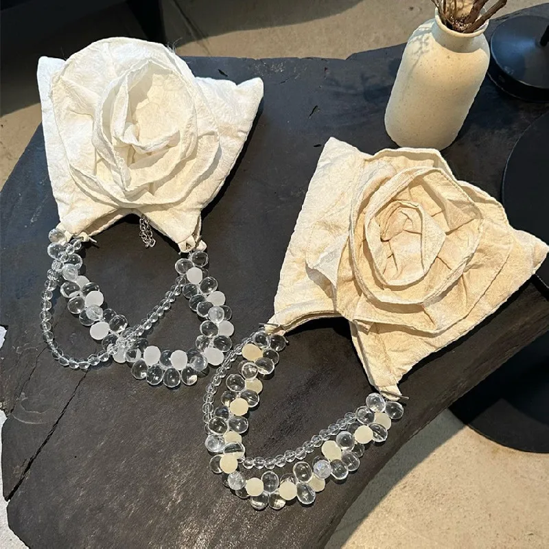 French Chic flower Shoulder Bag for Women Luxury Textured Crossbody Purse Boutique Underarm Handbag Summer Casual Elegant