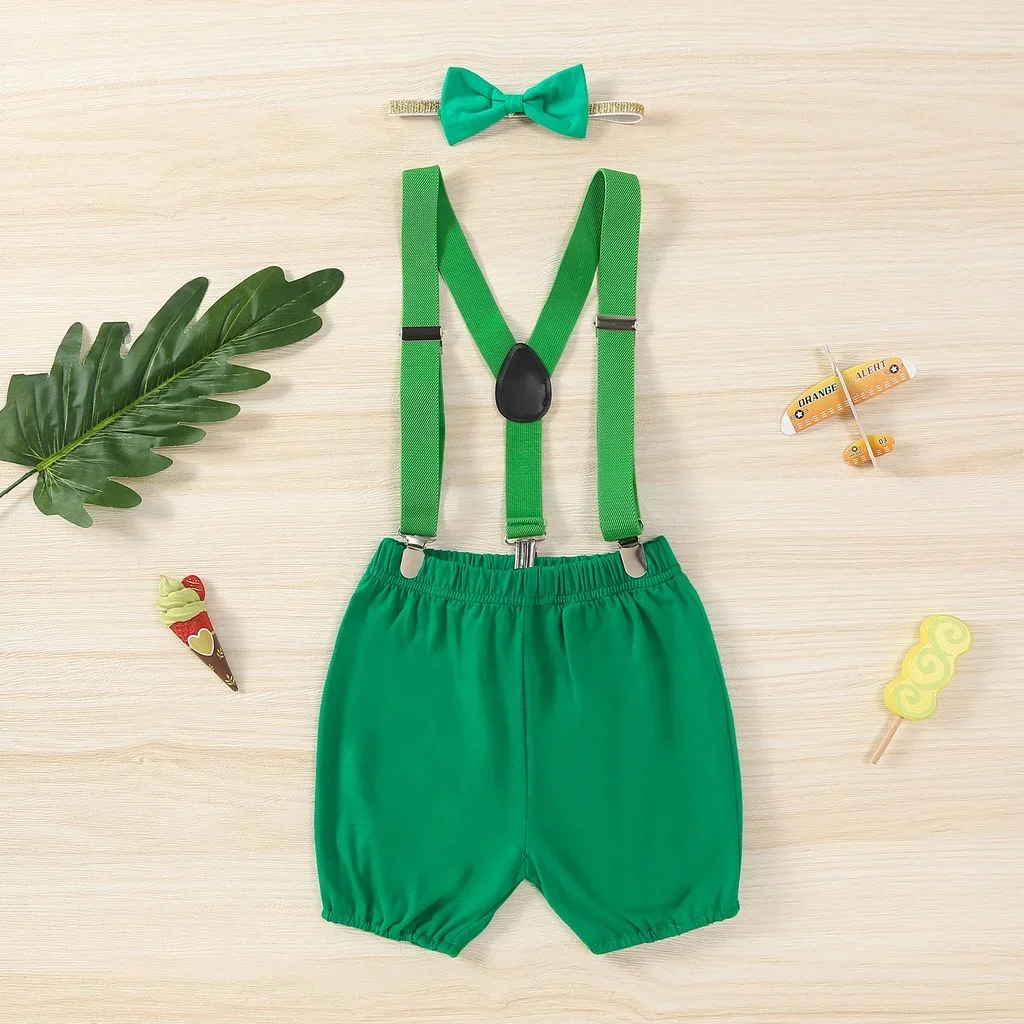 One Baby Boy 1st Birthday Baby Cake Smash Outfit-Prince 3-24M Newborn Photo Shoot Outfit for Infant PP Shorts+Suspenders+tie