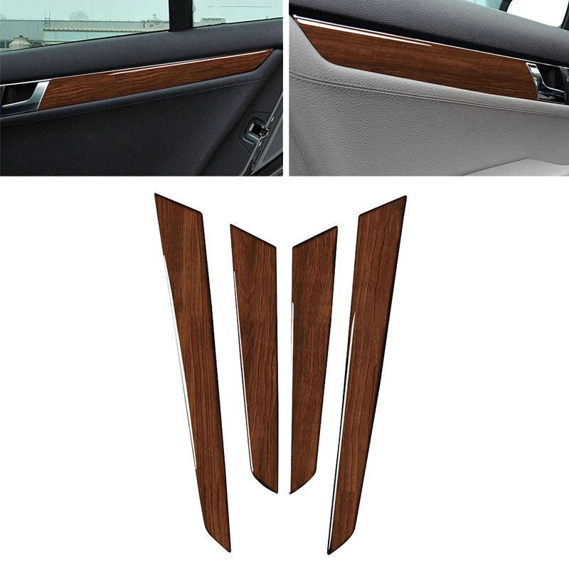 

4 шт. крышка панели межкомнатной двери аксессуары панели автомобильной двери коричневое дерево для Benz C Класс W204 2007-2013