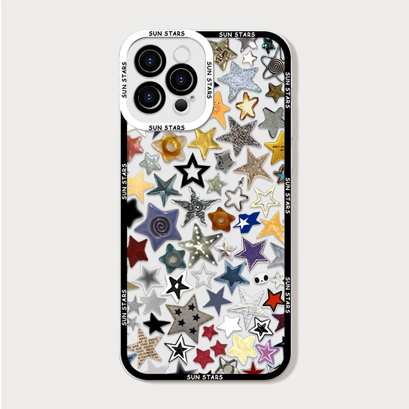 Retro Style Sun Moon Stars Clear Soft Phone Case