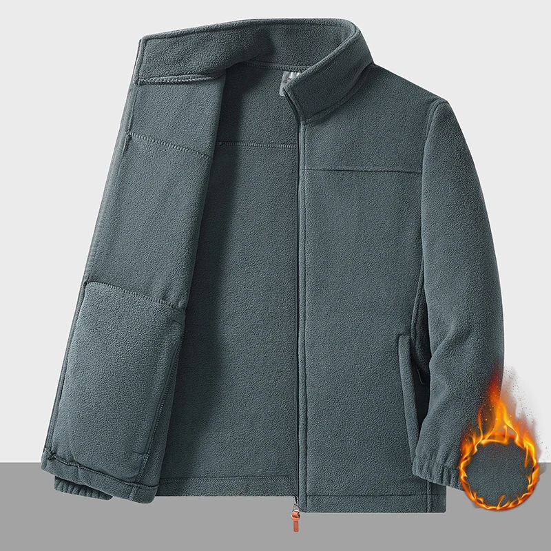 2024 Mens Winter Coats Thicken Warm Jackets Autumn/Spring Thermal Lined Fleece Oversize Jacket Coat Casual Turn Down Collar Coat