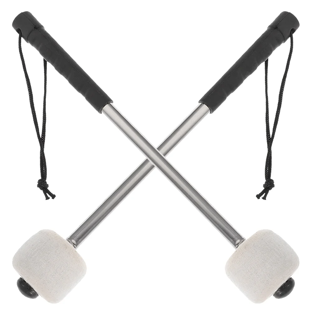 

Felt Bass Drum Mallets Wool Felt Mallets Sticks with Stainless Steel Handle Instrument Percussion Mallets