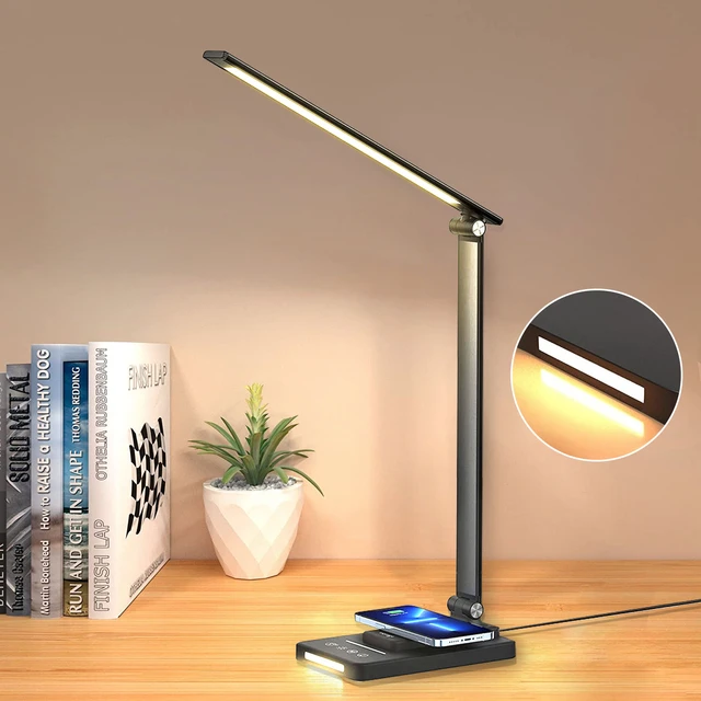 Lampe De Bureau, Lampe De Table Pliable Réglable Avec Horloge Et