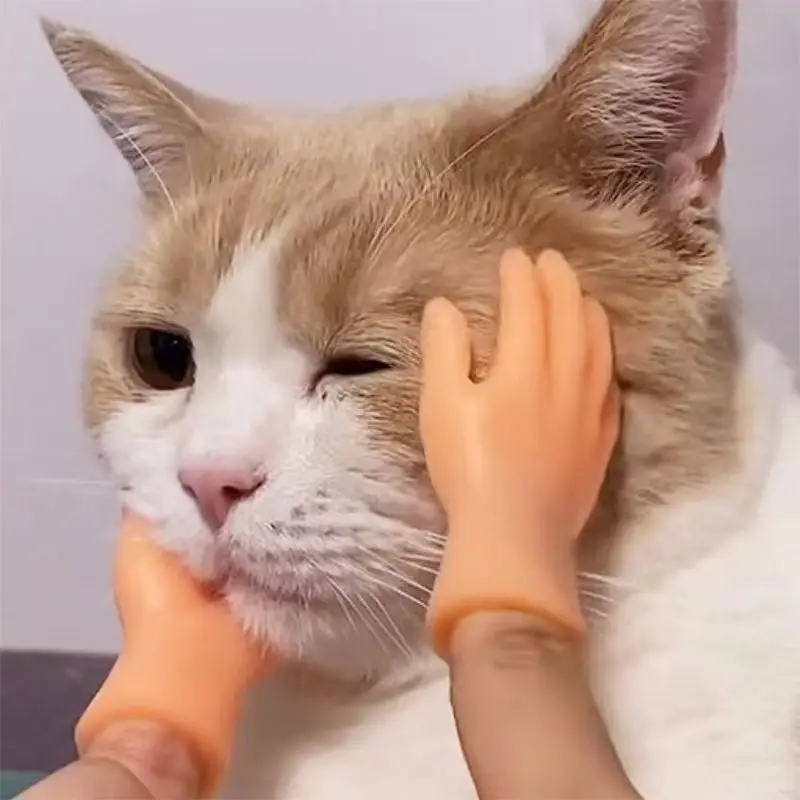 Cartoon Fun Creative Funny Mini Finger Puppet Set Soft Little Hands Five Finger Model Gestures Tease Cat Pet Toys Halloween Gift finger puppets