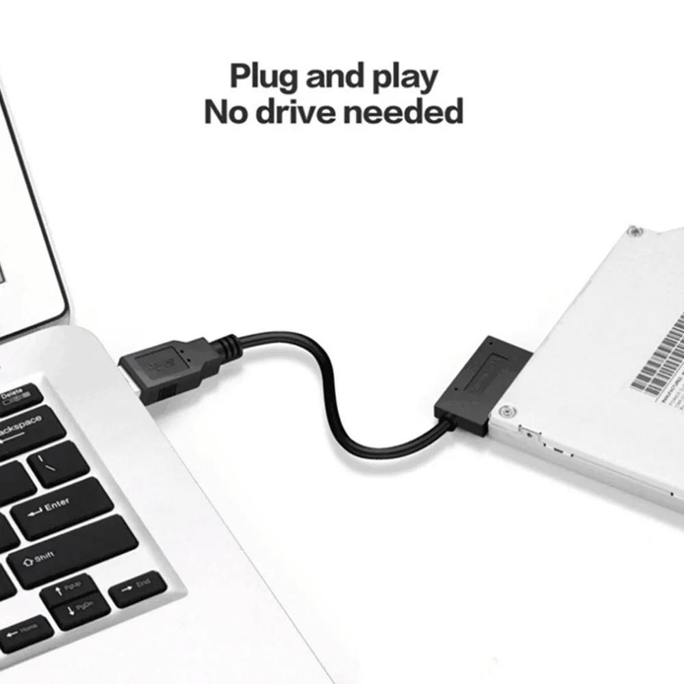 USB 2.0 to Mini Sata II 7+6 13Pin Adapter Converter Cable For Laptop CD/DVD ROM