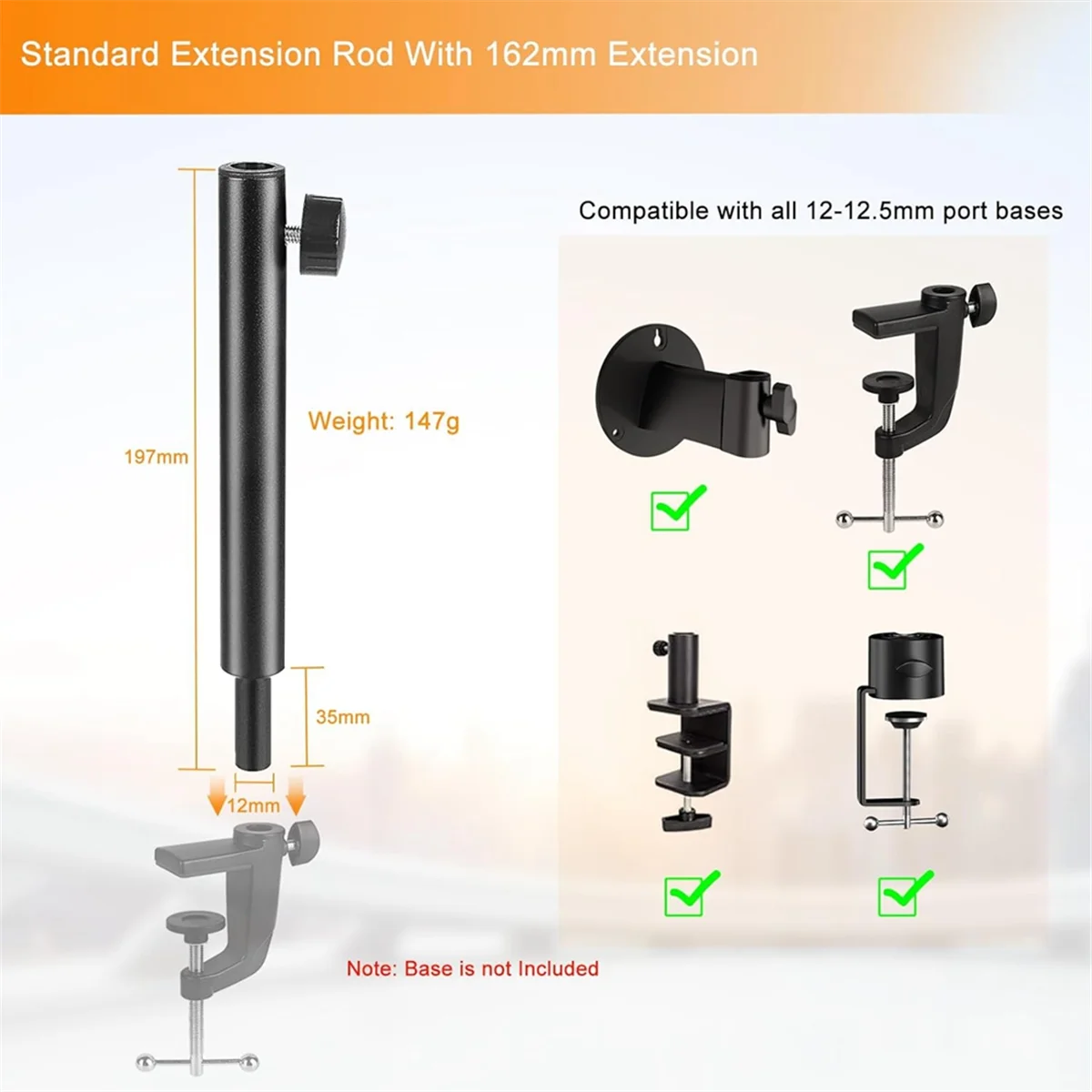 ABGQ Microphone Boom Arm Extension Tube Mic Stand Extension Riser For Microphone Suspension Boom Scissor Arm Stand Holder