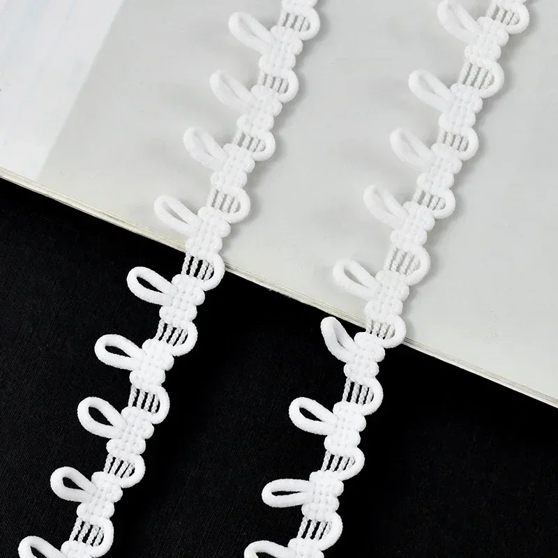 Premium Lace Elastic Band with Button Hole Trim for Stretchable Sewing Projects