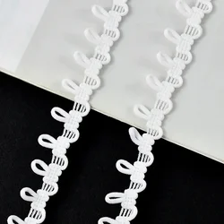 Premium Lace Elastic Band with Button Hole Trim for Stretchable Sewing Projects (White)
