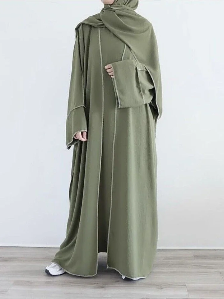 3 Piece Abaya Kimono Matching Hijab Under Dress Muslim Set Abayas for Women Dubai Kaftan Arabic Turkey Islamic African Clothes