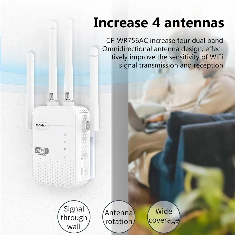 High-Speed 300Mbps WiFi Range Extender & Signal Booster