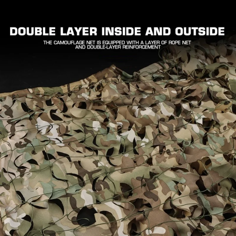 Outdoor Hunting Hidden Net 1.5 * 2m Mountain Camping Desert Tactical Hidden Camouflage Net Courtyard Shading Equipment Protect