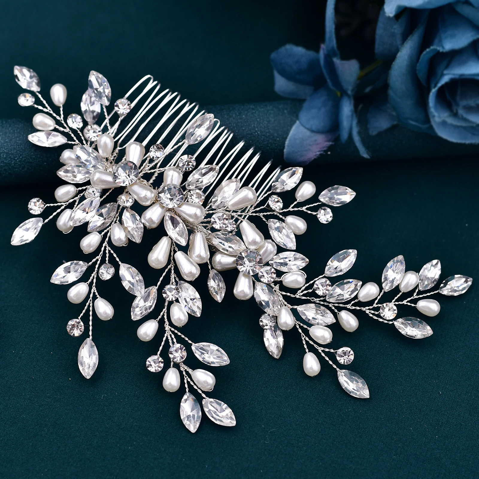 Pearl Woman Hair Comb Bridal Hair Clip Rhinestones Wedding Accessories Crystal Bride Tiara Handmade Girl Headwear HP527
