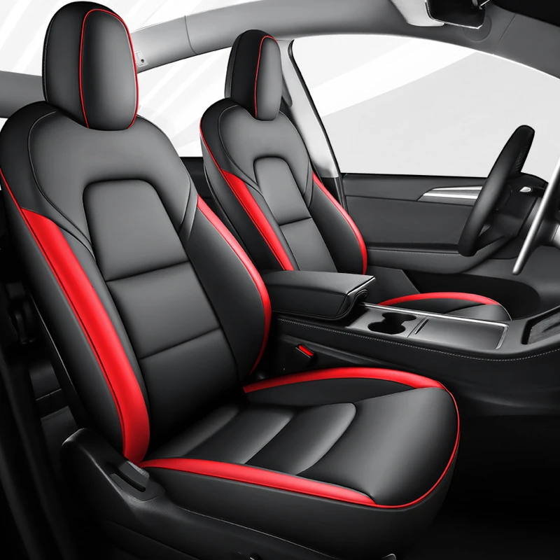 

Custom Car Seat Covers Full Set 5 seats For Tesla Model Y 2021 2022 Tesla Car Seat Protective Cover leather Cushion covers