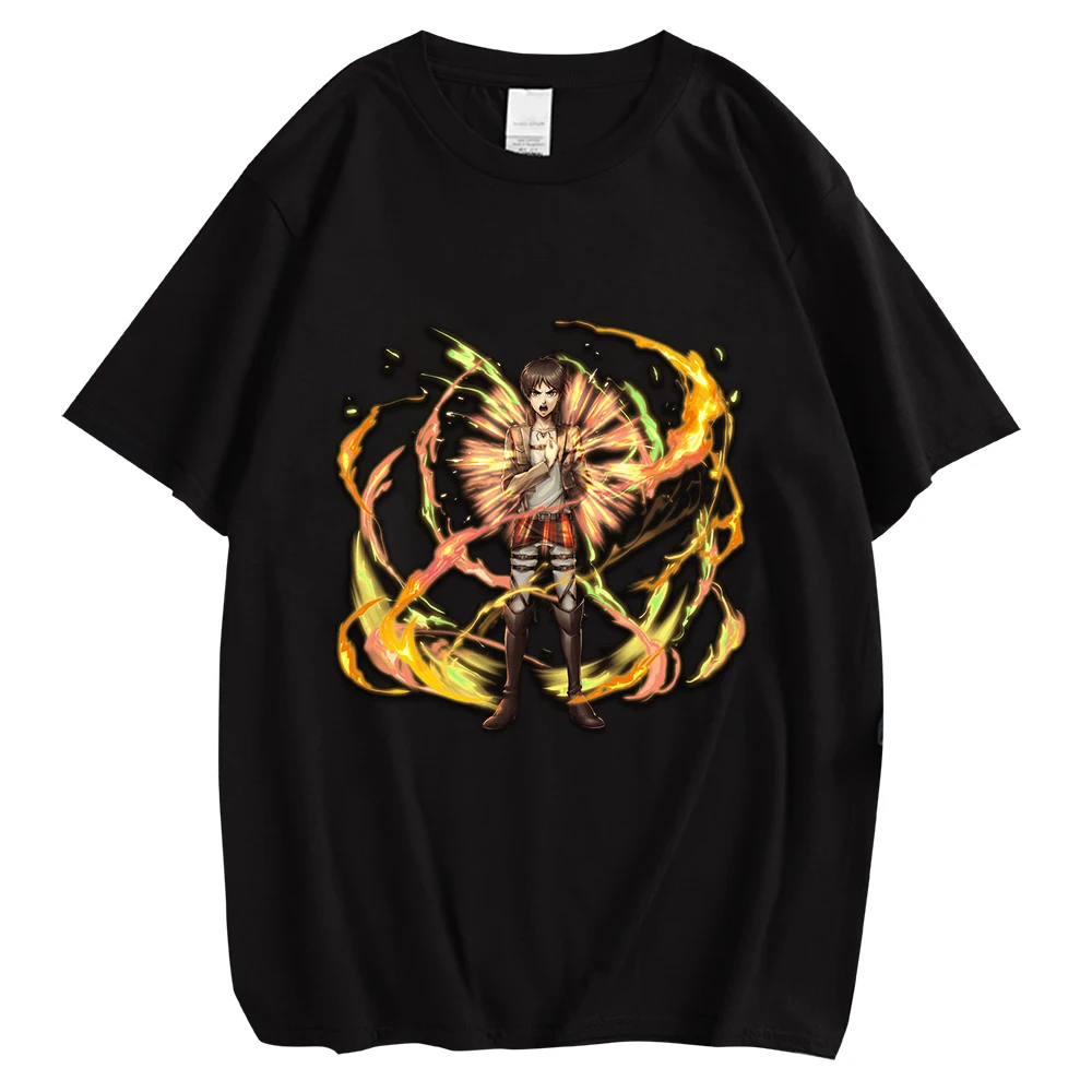 

HX Fashion Mens T-shirts Attack on Titan Anime Shirts Cotton Chest Print Hip Hop Top Men Clothing Dropshipping