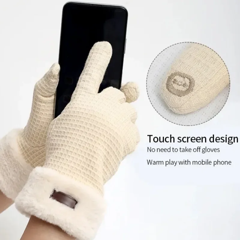 Plush Wrist Thick Glove Sensitive TouchScreen Mitten Against Cold Protective Gloves Autumn Winter Outdoor Skiing Thermal Mittens