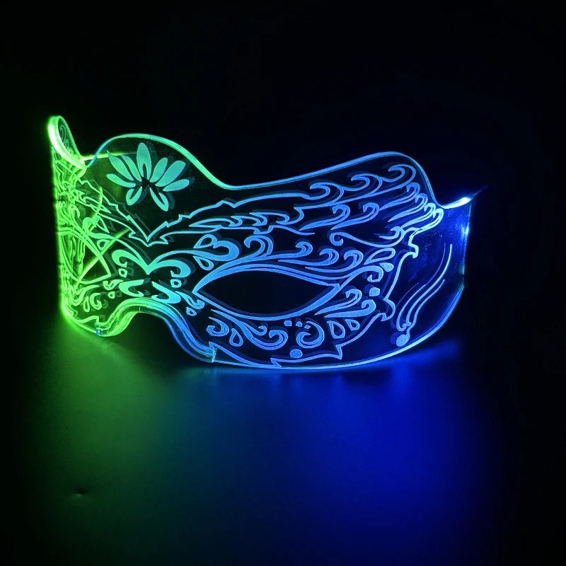LED-Technologie-Brille, cooles Konzert, DJ-Zubehör, bunte leuchtende futuristische transparente Brille, bunte Roboter-Stern-LED-Brille – Detail 25