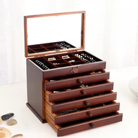 Wood Drawer Jewelry Box Organizer for Ring Necklace Jewelry Boxes Storage Women Bracelet Earrings Tray Separators 1