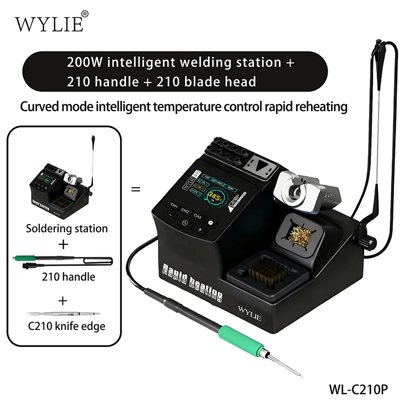 와일리 C210P 200W 60-480 ° 휴대폰 수리용 C 납땜 스테이션, 115/210/245 핸들 LCD 화면, 빠른 가열 용접 플랫폼