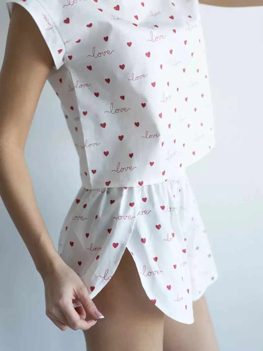 Marthaqiqi Summer Women Pajama Suit O-Neck Sleepwear Crop Top Nightie Short Sleeve Nightwear Shorts Casual Ladies Nightgowns Set