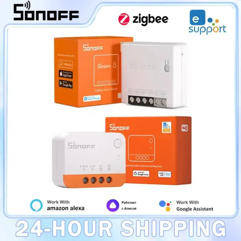 

SONOFF Zigbee ZBMINI-L2 / ZBMINI Smart Switch No Neutral Wire Required Two-Way Control Via EWeLink APP Support Alexa Google Home