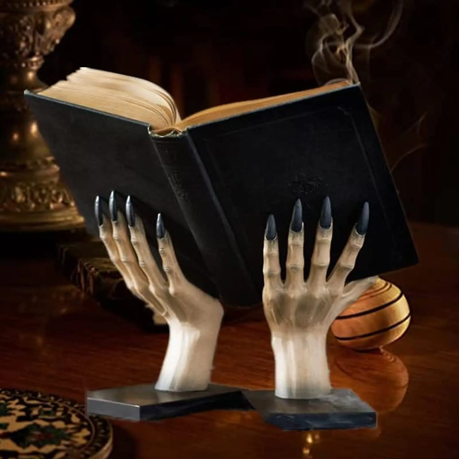 Halloween Bookends Decor Gothic Home Decor Bookends Shelves Unique Scary Monster Hand Book Ends Spooky Halloween Room Decor book ends bicycle vintage universal metal bookends for shelves heavy duty metal non skid bookend supports book shelf holder