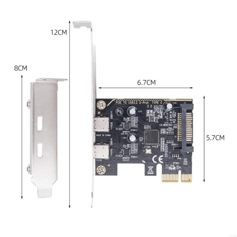 H7BE PCIE to Double Type C Expansion Card PCIE to 2 Port Type C USB 3.2 GEN1 5Gbps