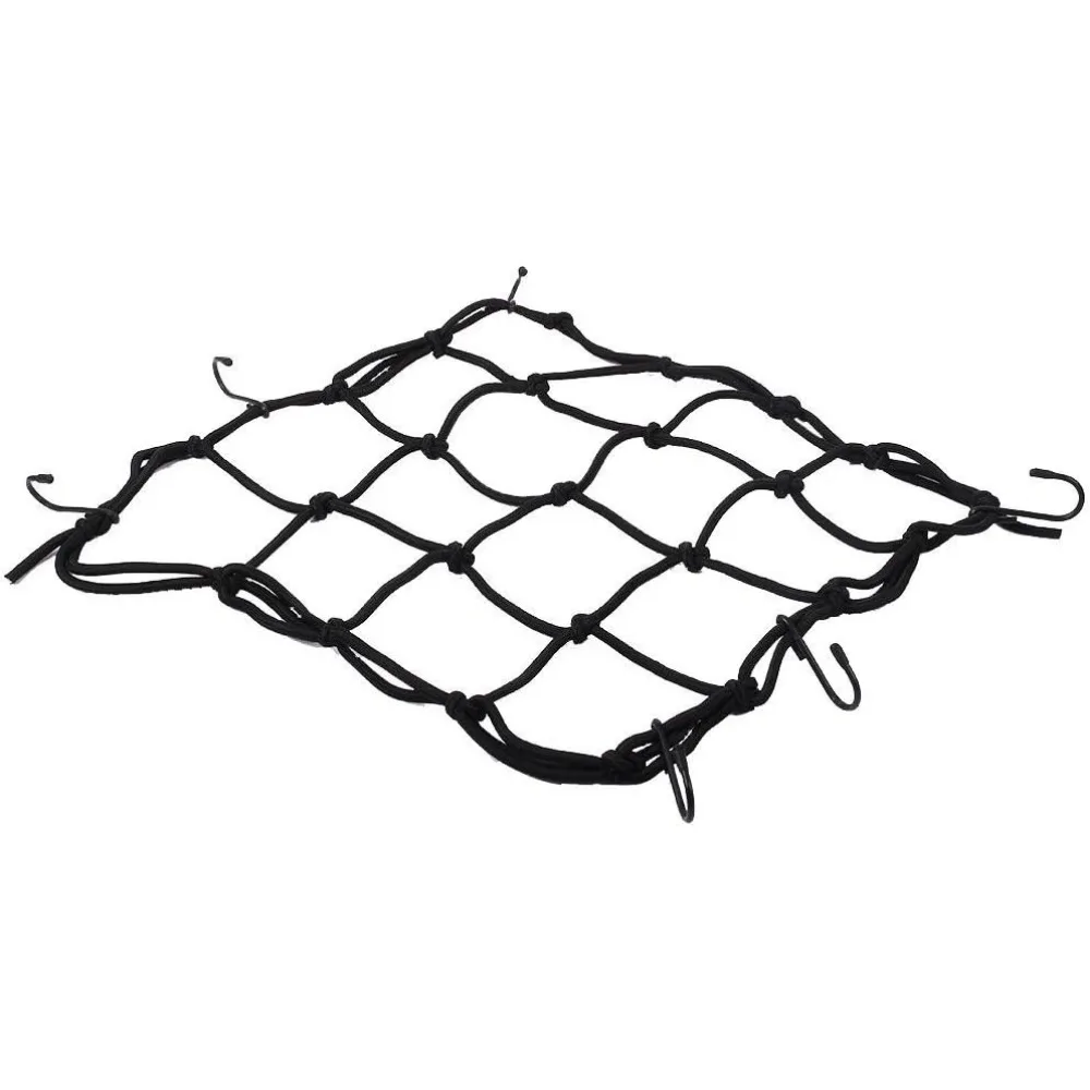1pcs 30*30cm Otorcycle Luggage Net Bike 6 Hooks Hold Down Fuel Tank Luggage Mesh Web Bungee Black Motorcycle Bike Car Styling