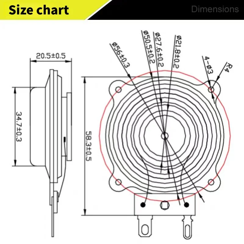 Z-1301 DAEX25FHE-4 프레임 타입 20와트 4옴 진동 엑사이터 스피커 루비듐 철 붕소 1개