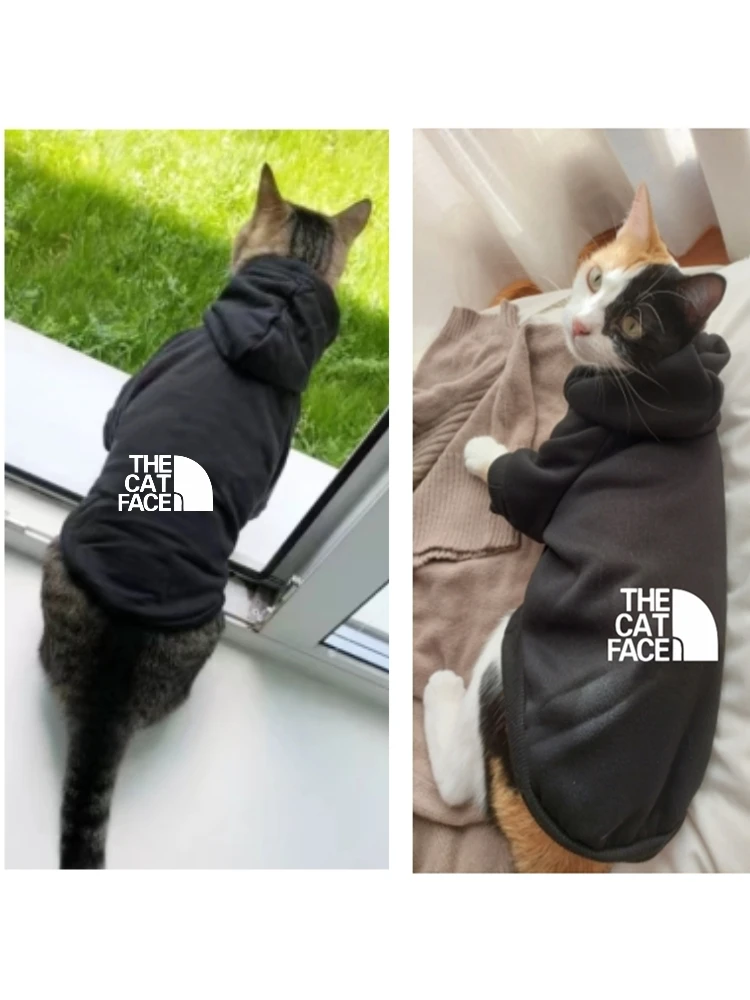 고양이 의상 패션 고양이 멋진 옷, 가을 겨울 강아지 키티 문자 인쇄 후드 액세서리, 고양이 옷 점퍼 디자이너
