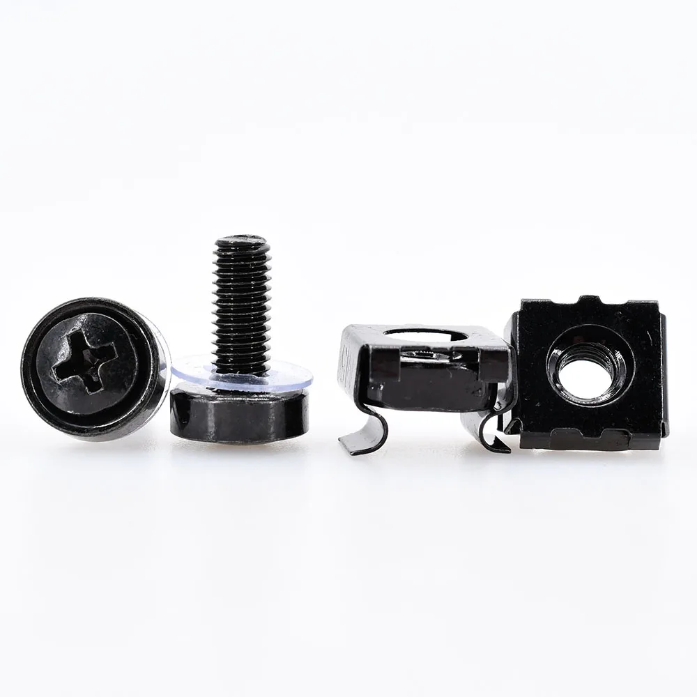 4Set Phillips Screw For Rack Mount Server Cabinet Shelves Bolts With Washer Metric Threaded Cage Nut Screws Kit M6x16mm M6x20mm