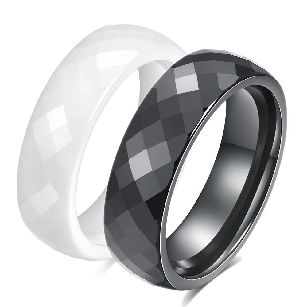 Trendy 6mm Black White Beautiful Hand Cut Ceramic Rings For Woman Top Quality Charm Jewelry Without Scratches Woman Ring 8mm tungsten carbide ring carbon fiber blue zircon men women rings anillos para hombres black dragon charm jewelry wholesale