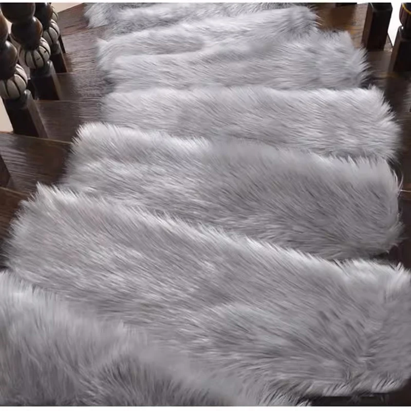 1pcs Stair Carpet Stepping Mat Steps Plush Floor Mats Imitation Wool Foot Carpet Glue-free Self-adhesive Customizable Sizes 4
