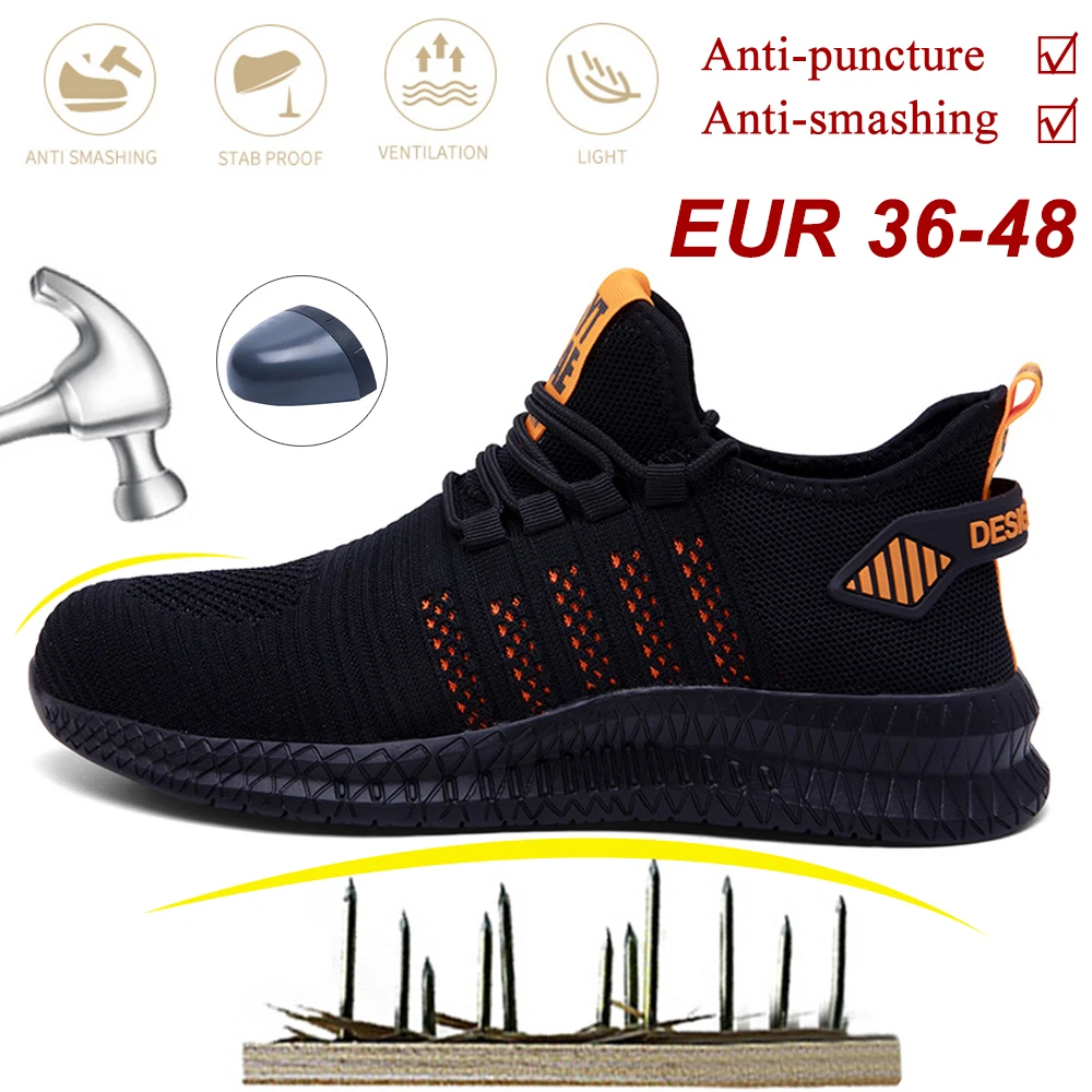 Work Safety Shoes Non-slip Waterproof Anti-smashing Steel Toe Puncture Working Boots Lightweight Fashion Sneakers For Men Women