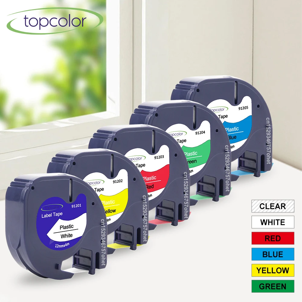 Etichette Markurlife Compatibile DYMO Nastro Plastica 12mm X 4m Cartucce Per Etichettatrice LT-100H LT-100T XR QX50 XM, Nero Su Trasparente/Bianco/Argento/Blu/Rosa/Verde, 6Pz - Foto 3