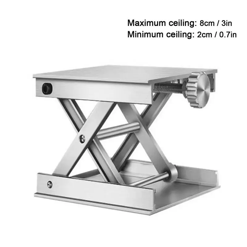 Lab Jack Lift Table Aluminium Alloy Laboratory Jack Scissors Stand Adjustable Router Lift Platform Min 0.8' Max 3.1' 60kg