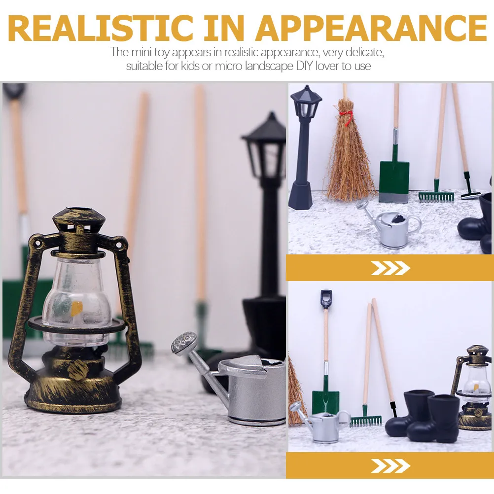 1 세트 미니어처 원예 도구 세트 현실적인 상세한 어린이 실습 학습 키트 인형 집을 위한 마이크로 풍경 DIY 액세서리
