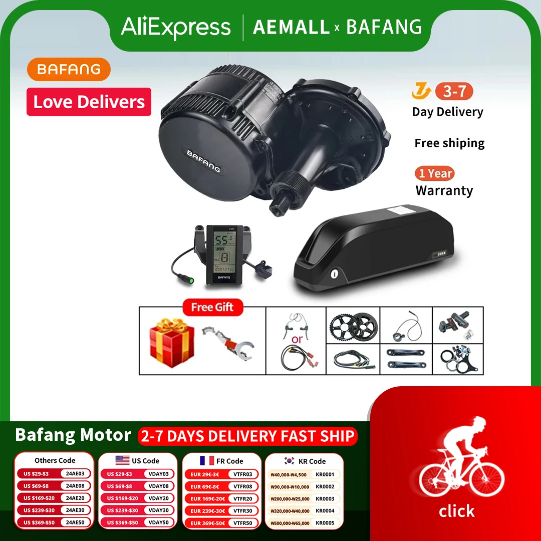 

Bafang-Mid Drive Motor Kit, Electric Bicycle, Ebike Conversion Kit, 8Fun, BBS02, BBS02B, 13Ah 20Ah Battery, 500W, 36V, 48V