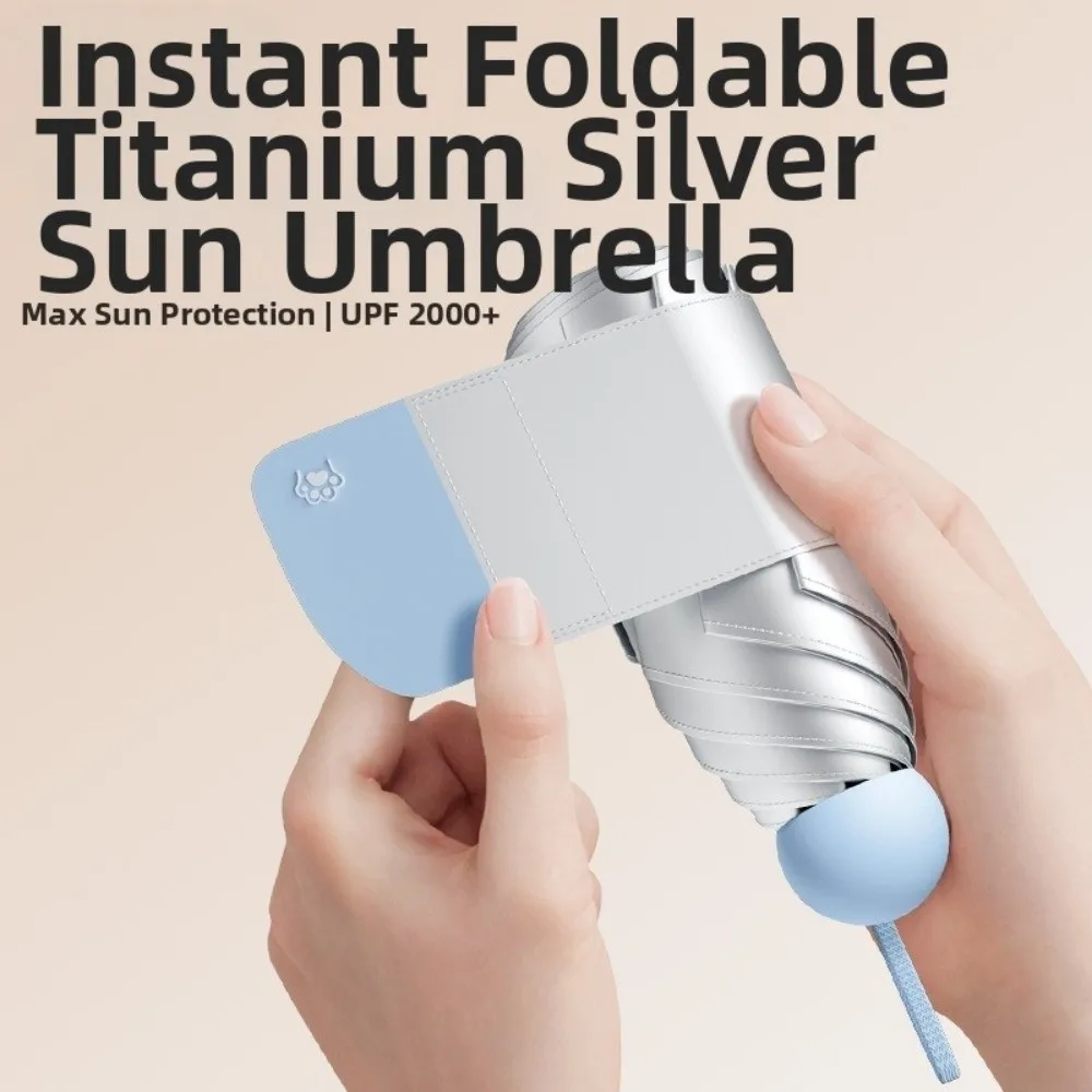 Titanium Silver UV Protection Sun and Rain Compact Folding Umbrella