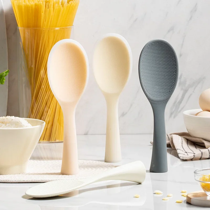 Silicone Cooking Spoon 1Pcs Silicone Non-stick Anti-scalding Pot Rice High-temperature-resistant Durable Kitchen Gadgets