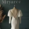 Mryarce Statement Bubble Sleeves Simple Stretch Crepe Wedding Dress V Neck Mermaid Bridal Gowns 6