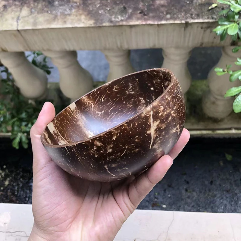 Natural Coconut Bowl Wooden Handmade Coconut Bowls for Eating Tableware Fork Spoon for Dessert Fruit Salad Mixing Rice tableware set wooden tableware