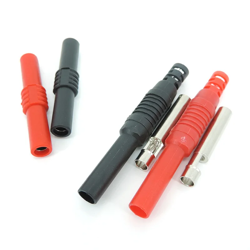 Conector banana, Hembra, de 4mm, 4uds rojas