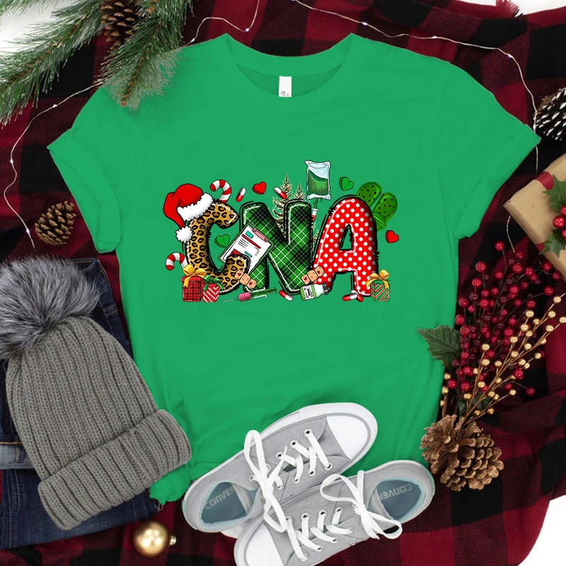 New Funny Christmas Cna Printed T-Shirts Fashion Women Short Sleeve Cool Summer Casual Tops Christmas Cna Female Shirt Tees – Detail 6